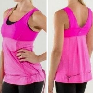 Lululemon Hustle & Bustle Tank Raspberry Glo Pink Size 6 Built In Bra
